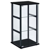 Tampa Furniture Outlet - Coaster - Cyclamen 3-shelf Clear Glass Curio Display Cabinet Black - 950179