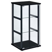 Tampa Furniture Outlet - Coaster - Cyclamen 3-shelf Clear Glass Curio Display Cabinet Black - 950179