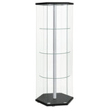 Tampa Furniture Outlet - Coaster - Zahavah 4-shelf Hexagonal Clear Glass Curio Cabinet Black - 950276