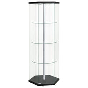 Tampa Furniture Outlet - Coaster - Zahavah 4-shelf Hexagonal Clear Glass Curio Cabinet Black - 950276