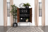 Borman 2-door Home Bar Cabinet Wine Storage Walnut and Black - Tampa Furniture Outlet