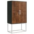 Tampa Furniture Outlet - Coaster - Borman 2-door Home Bar Cabinet Wine Storage Walnut and Black - 950318