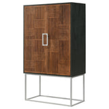 Borman 2-door Home Bar Cabinet Wine Storage Walnut and Black - Tampa Furniture Outlet