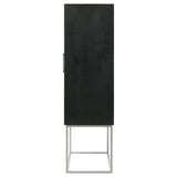 Borman 2-door Home Bar Cabinet Wine Storage Walnut and Black - Tampa Furniture Outlet