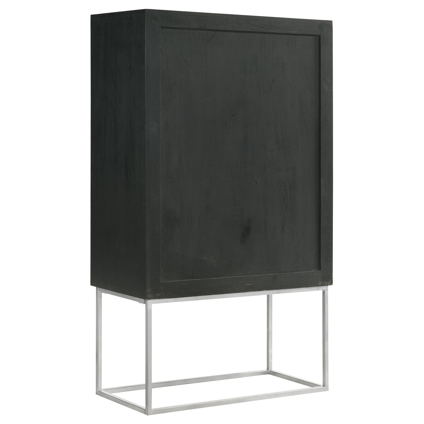 Borman 2-door Home Bar Cabinet Wine Storage Walnut and Black - Tampa Furniture Outlet