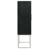 Borman 2-door Home Bar Cabinet Wine Storage Walnut and Black - Tampa Furniture Outlet