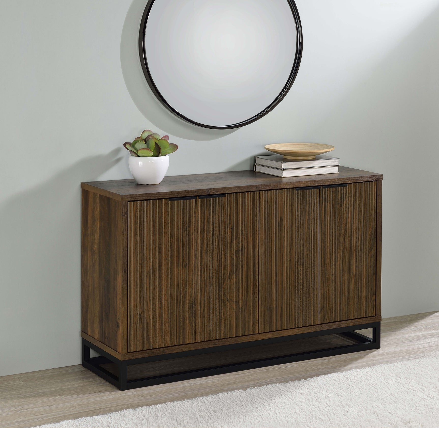 Ryatt 4-door Engineered Wood Accent Cabinet Dark Pine - Tampa Furniture Outlet