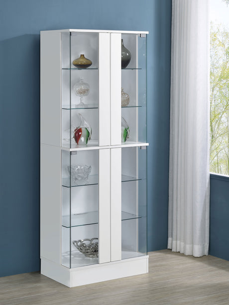 Cabra 4-door LED Curio Display Cabinet White High Gloss - Tampa Furniture Outlet