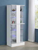 Cabra 4-door LED Curio Display Cabinet White High Gloss - Tampa Furniture Outlet