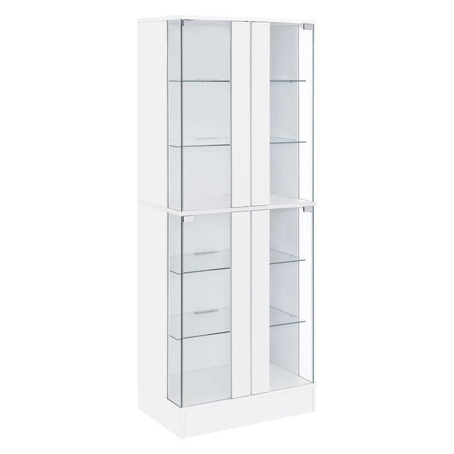 Tampa Furniture Outlet - Coaster - Cabra 4-door LED Curio Display Cabinet White High Gloss - 950397
