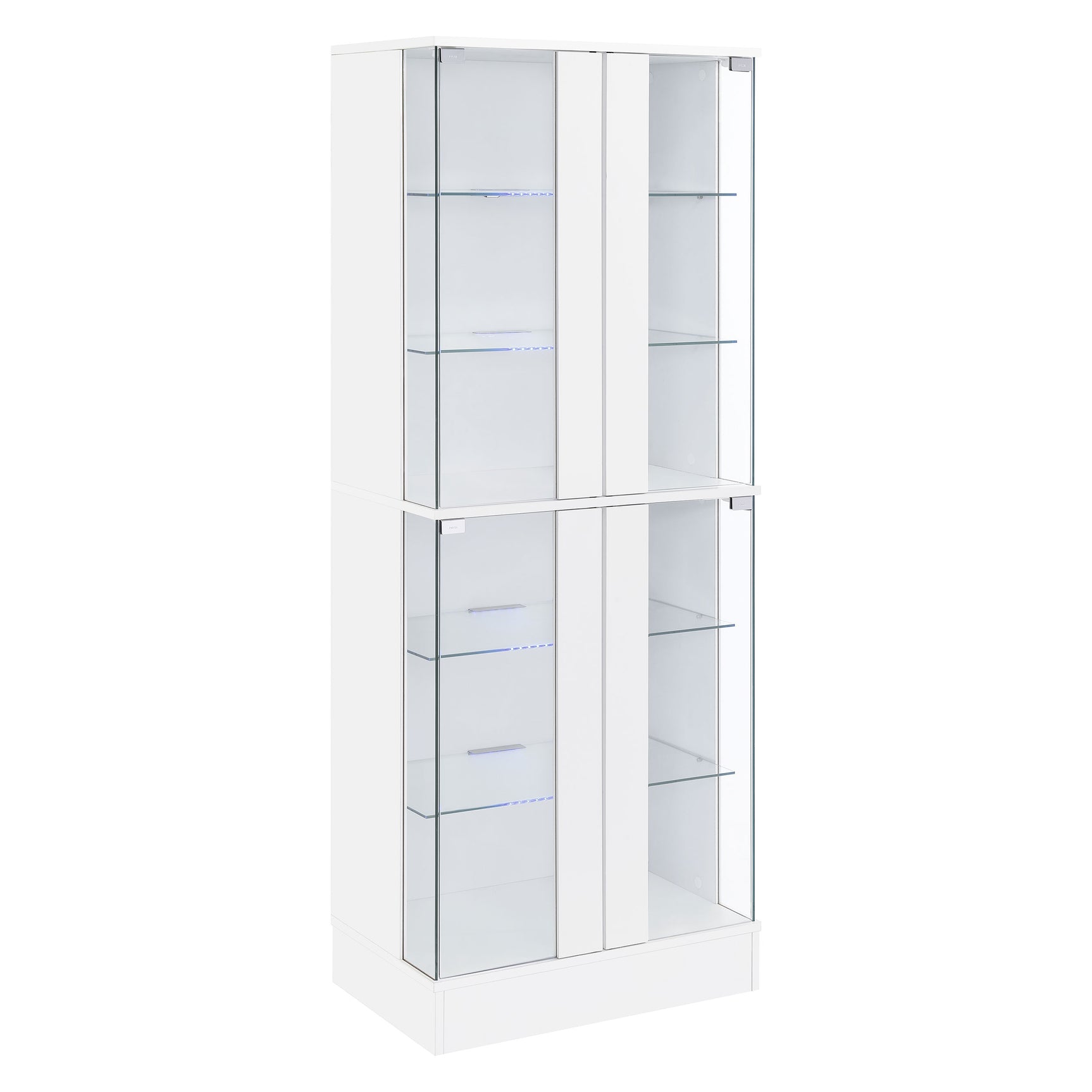 Cabra 4-door LED Curio Display Cabinet White High Gloss - Tampa Furniture Outlet