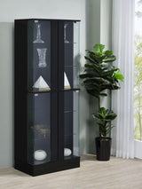Cabra 4-door LED Curio Display Cabinet Black High Gloss - Tampa Furniture Outlet