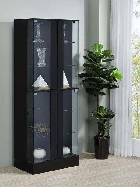 Cabra 4-door LED Curio Display Cabinet Black High Gloss - Tampa Furniture Outlet