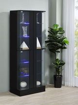 Cabra 4-door LED Curio Display Cabinet Black High Gloss - Tampa Furniture Outlet