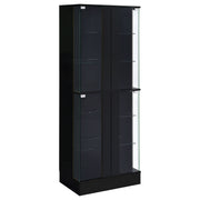 Tampa Furniture Outlet - Coaster - Cabra 4-door LED Curio Display Cabinet Black High Gloss - 950398