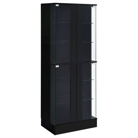 Tampa Furniture Outlet - Coaster - Cabra 4-door LED Curio Display Cabinet Black High Gloss - 950398