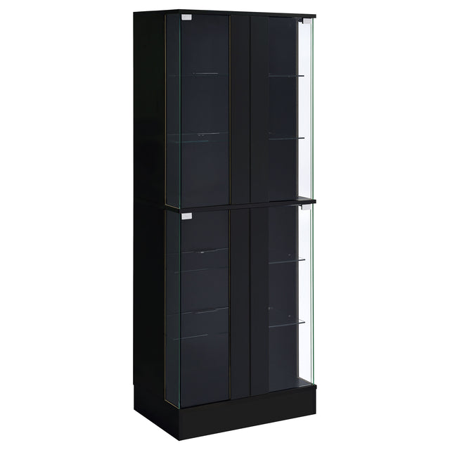 Tampa Furniture Outlet - Coaster - Cabra 4-door LED Curio Display Cabinet Black High Gloss - 950398