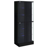 Cabra 4-door LED Curio Display Cabinet Black High Gloss - Tampa Furniture Outlet