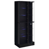 Cabra 4-door LED Curio Display Cabinet Black High Gloss - Tampa Furniture Outlet