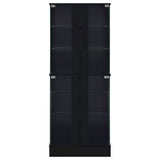 Cabra 4-door LED Curio Display Cabinet Black High Gloss - Tampa Furniture Outlet