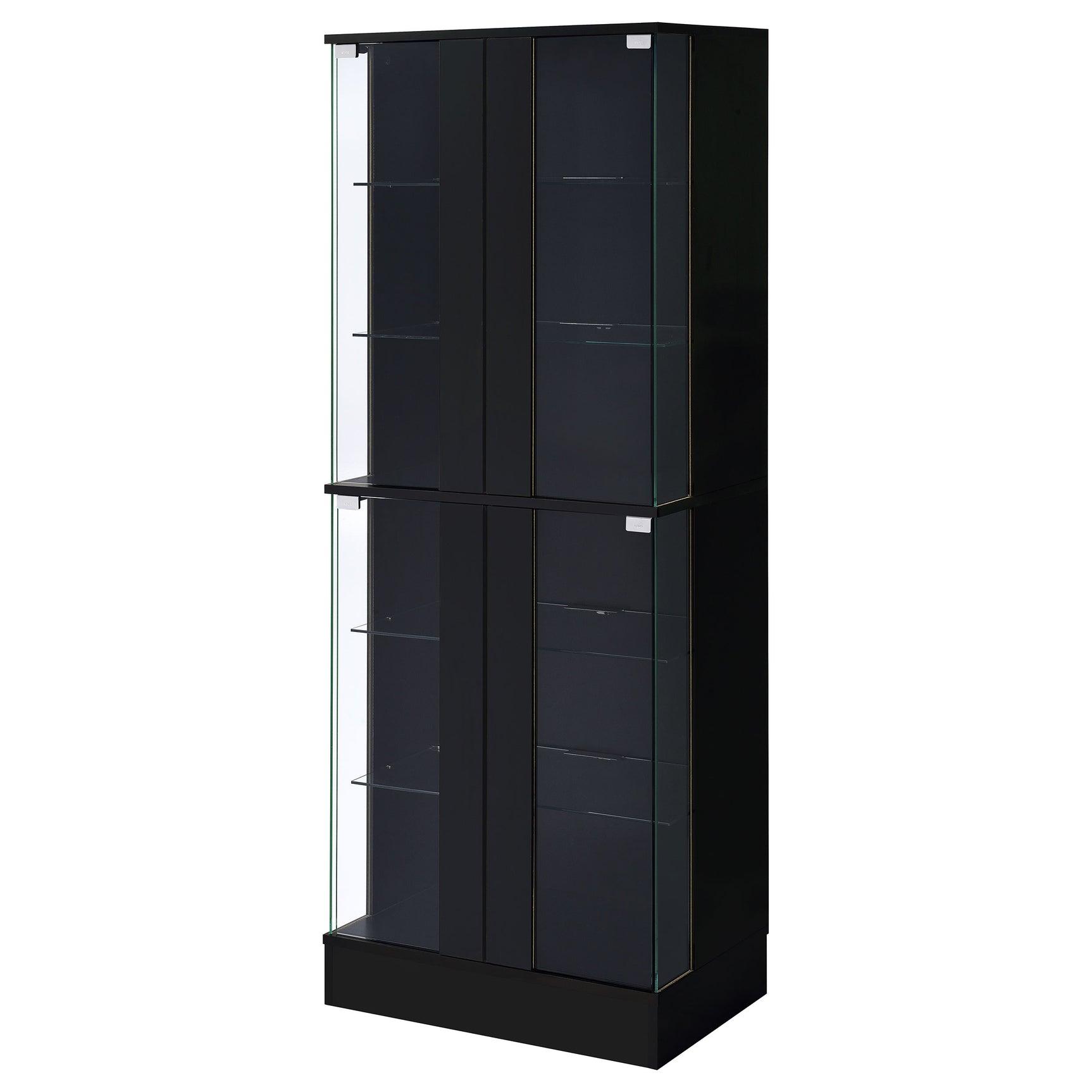 Cabra 4-door LED Curio Display Cabinet Black High Gloss - Tampa Furniture Outlet