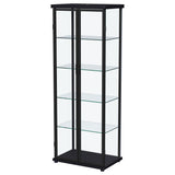 Aero 4-shelf Display Curio Cabinet with LED Lighting Black - Tampa Furniture Outlet