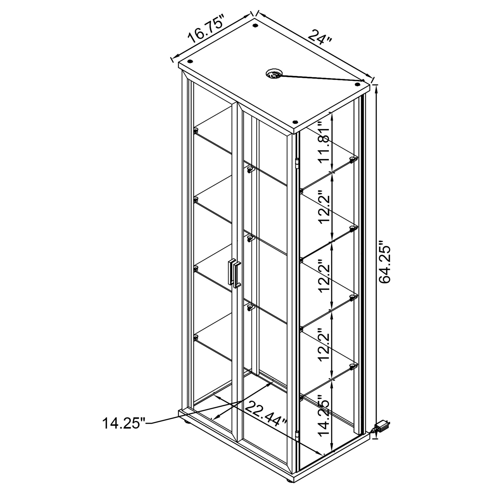 Aero 4-shelf Display Curio Cabinet with LED Lighting Black - Tampa Furniture Outlet