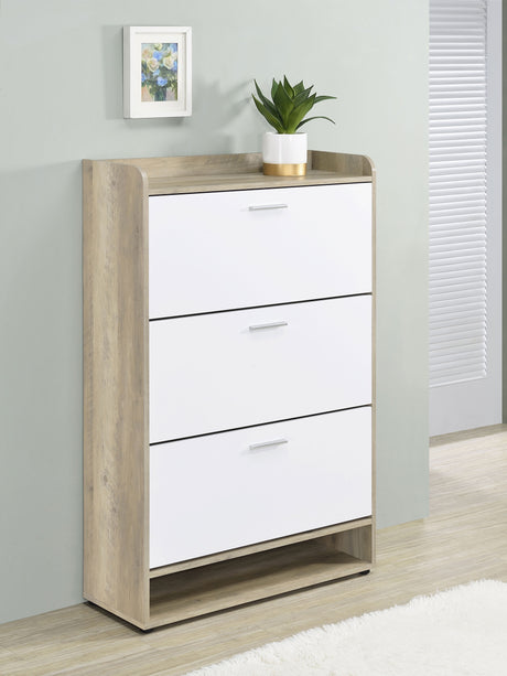 Denia 3-tier Engineered Wood Shoe Cabinet White - Tampa Furniture Outlet
