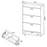 Denia 3-tier Engineered Wood Shoe Cabinet White - Tampa Furniture Outlet