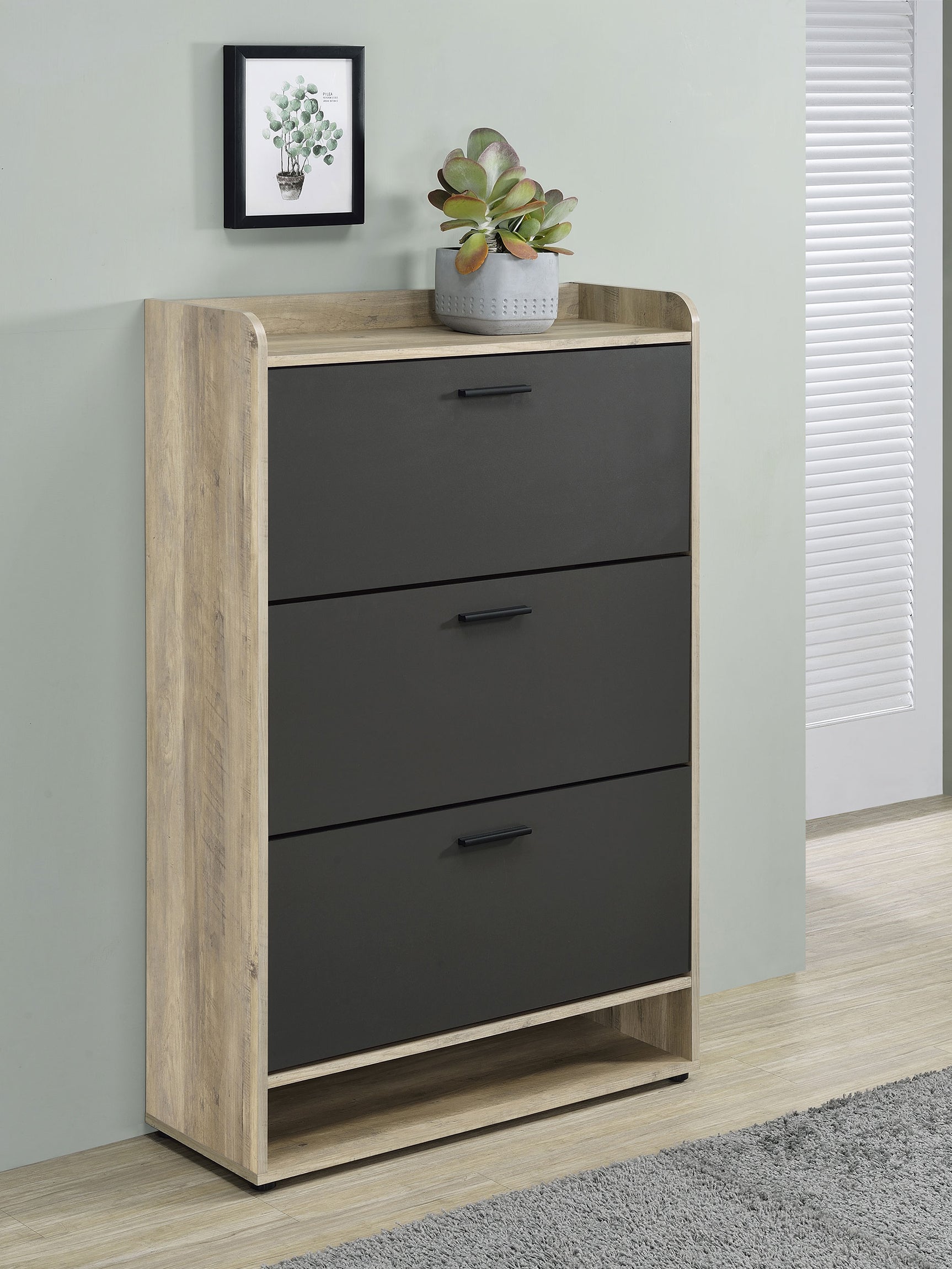 Denia 3-tier Engineered Wood Shoe Cabinet Grey - Tampa Furniture Outlet