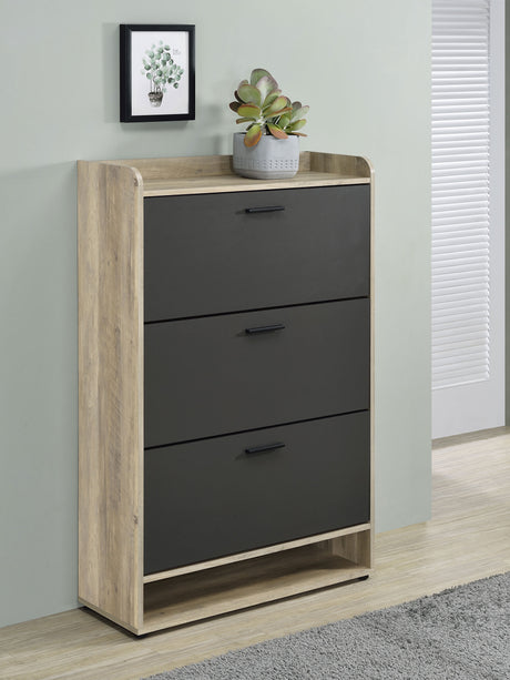 Denia 3-tier Engineered Wood Shoe Cabinet Grey - Tampa Furniture Outlet