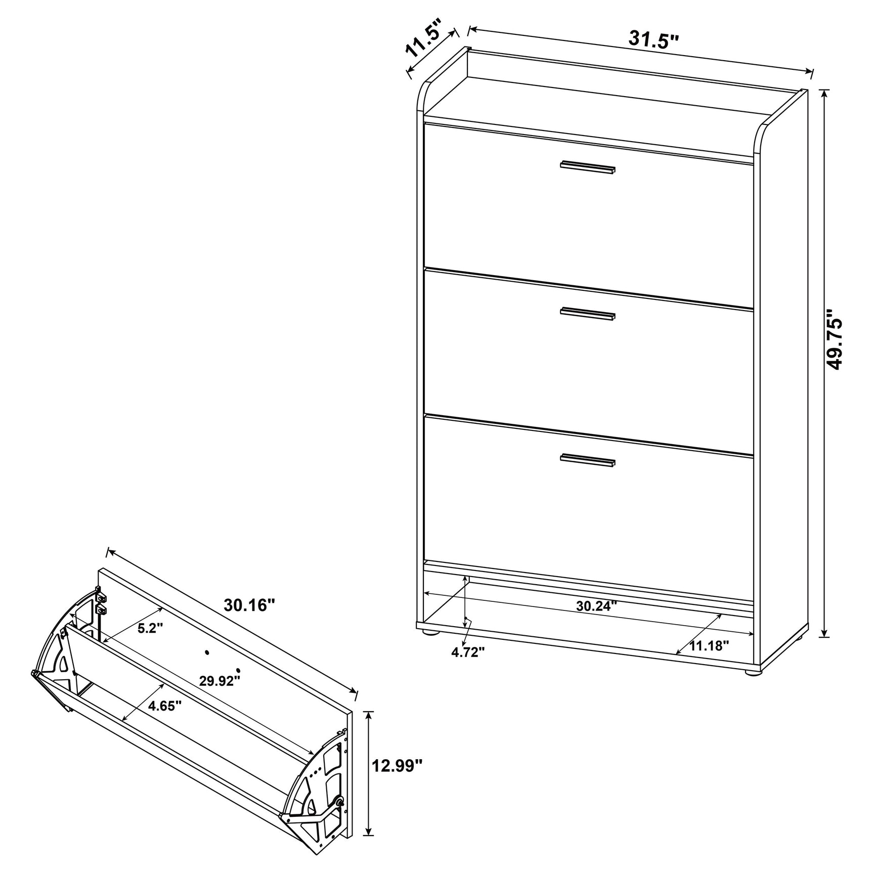 Denia 3-tier Engineered Wood Shoe Cabinet Grey - Tampa Furniture Outlet
