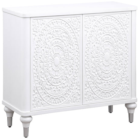 Tampa Furniture Outlet - Coaster - Cardella 2-door Mandala Accent Cabinet Distressed White - 950411