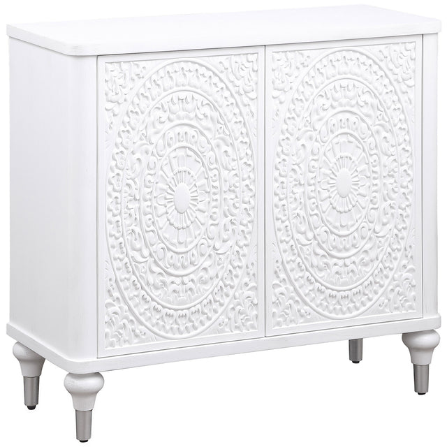 Tampa Furniture Outlet - Coaster - Cardella 2-door Mandala Accent Cabinet Distressed White - 950411