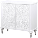 Cardella 2-door Mandala Accent Cabinet Distressed White - Tampa Furniture Outlet