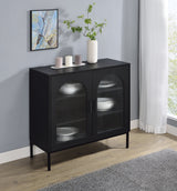 Jess 2-door Arched Fluted Glass Accent Cabinet Black - Tampa Furniture Outlet