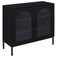 Tampa Furniture Outlet - Coaster - Jess 2-door Arched Fluted Glass Accent Cabinet Black - 950420