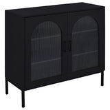 Tampa Furniture Outlet - Coaster - Jess 2-door Arched Fluted Glass Accent Cabinet Black - 950420