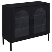 Tampa Furniture Outlet - Coaster - Jess 2-door Arched Fluted Glass Accent Cabinet Black - 950420