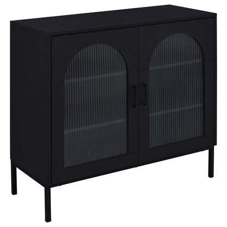 Tampa Furniture Outlet - Coaster - Jess 2-door Arched Fluted Glass Accent Cabinet Black - 950420