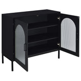 Jess 2-door Arched Fluted Glass Accent Cabinet Black - Tampa Furniture Outlet