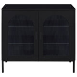 Jess 2-door Arched Fluted Glass Accent Cabinet Black - Tampa Furniture Outlet