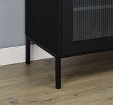 Jess 2-door Arched Fluted Glass Accent Cabinet Black - Tampa Furniture Outlet