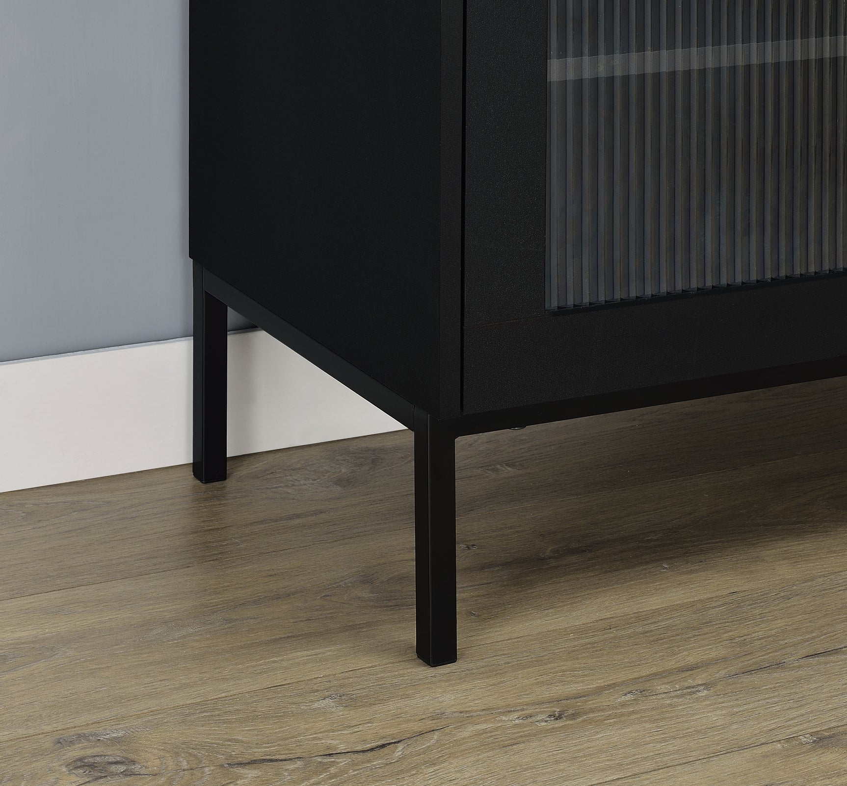 Jess 2-door Arched Fluted Glass Accent Cabinet Black - Tampa Furniture Outlet