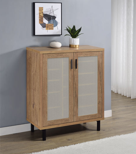 Teller 2-door Shoe Storage Cabinet Natural Oak - Tampa Furniture Outlet