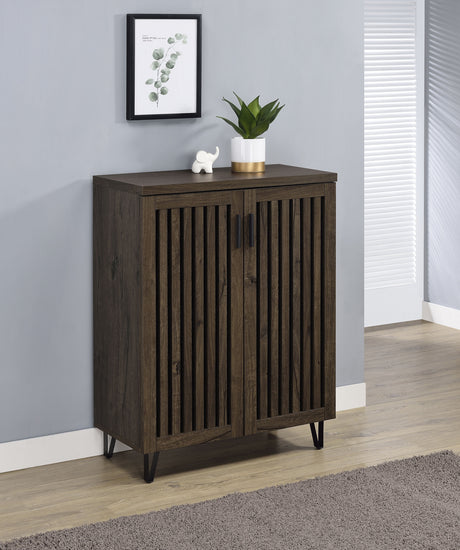 Brixton 2-door Entryway Shoe Storage Cabinets Smoked Oak - Tampa Furniture Outlet
