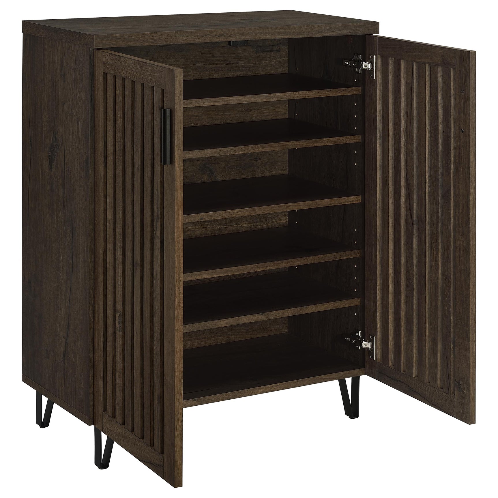 Brixton 2-door Entryway Shoe Storage Cabinets Smoked Oak - Tampa Furniture Outlet