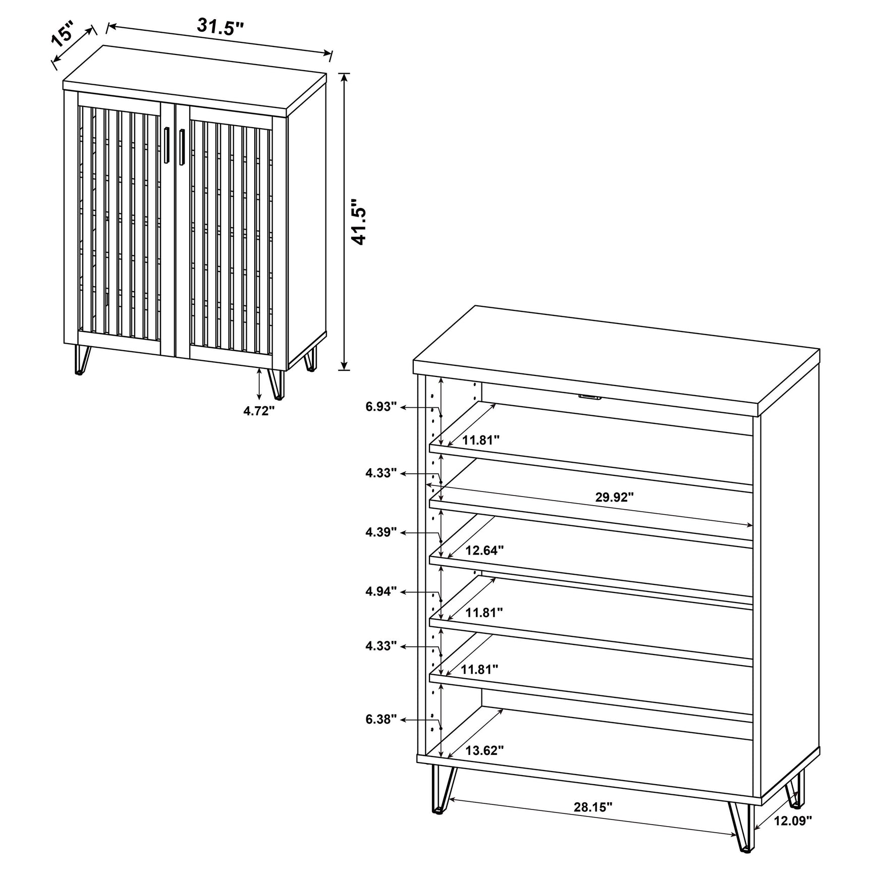 Brixton 2-door Entryway Shoe Storage Cabinets Smoked Oak - Tampa Furniture Outlet