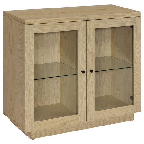 Tampa Furniture Outlet - Coaster - Tilbury 2-door Glass Front Accent Display Cabinet Light Oak - 950429
