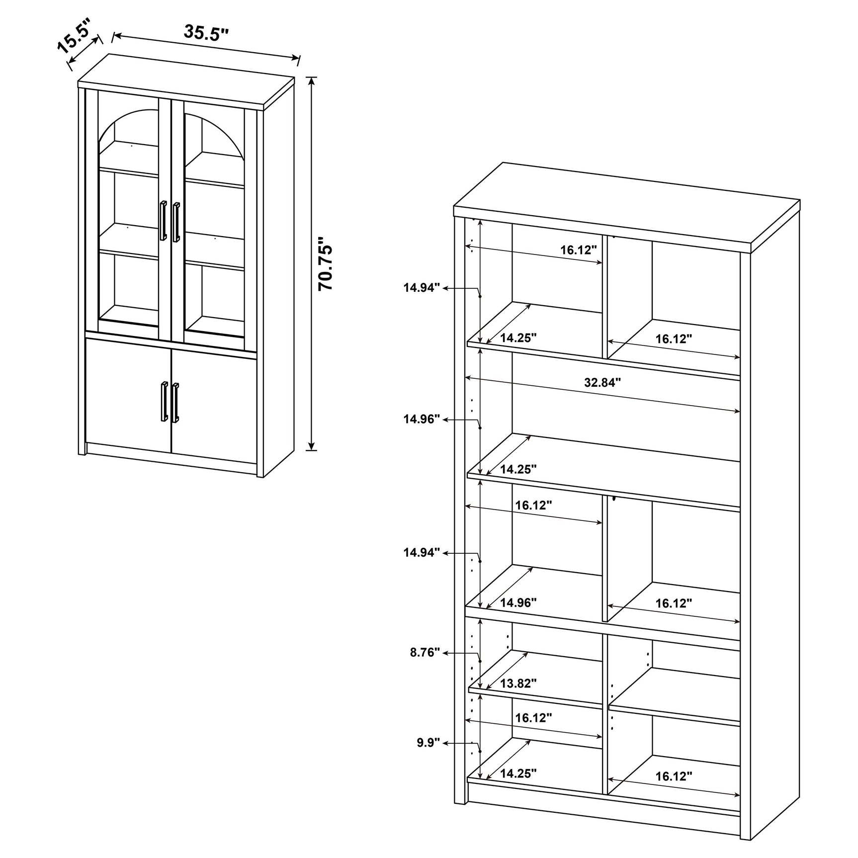 Riva 4-door Tall Accent Display Cabinet LED Lighting Black